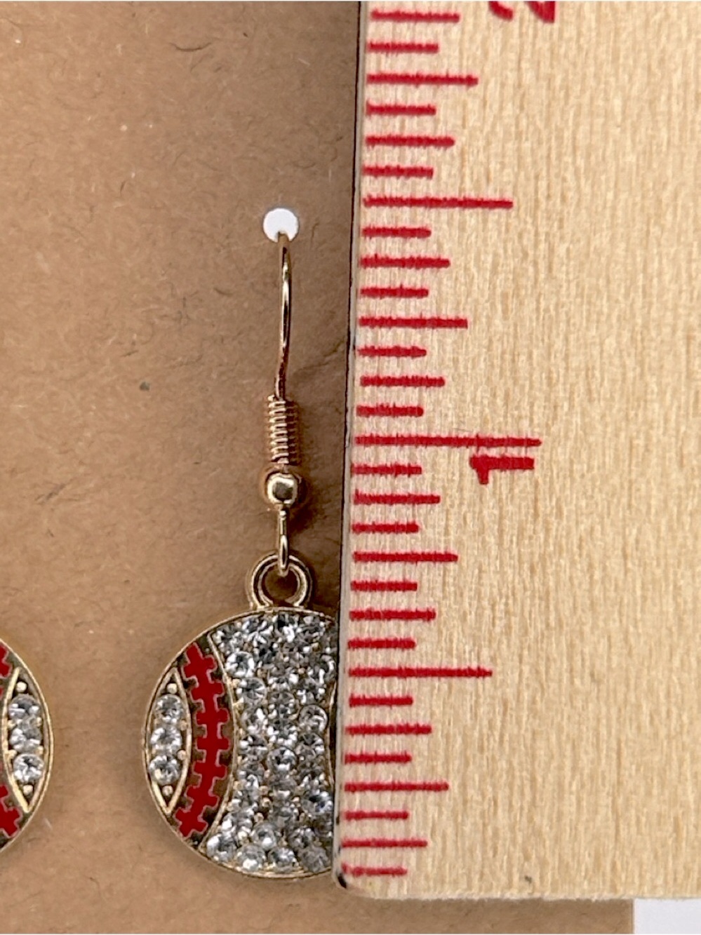 Gold-Tone Crystal Baseball Drop Earrings - Fashion Jewelry - Picture 2 of 3